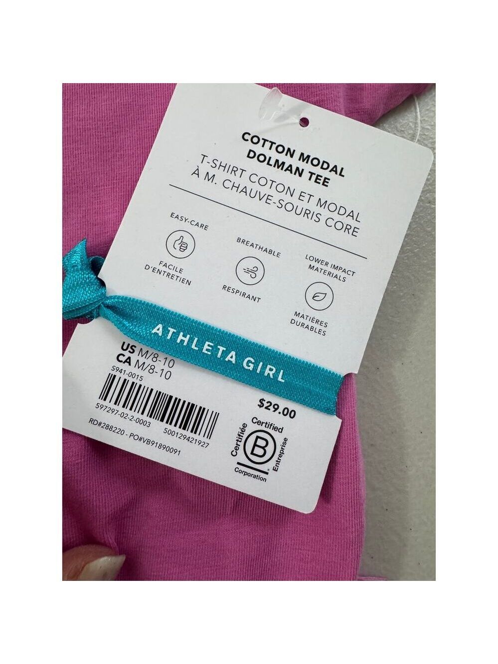 Athleta Girl dolman top, size 8/10, pink NWT - Picture 4 of 7
